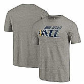 Men's Utah Jazz Distressed Team Logo Gray T-Shirt FengYun,baseball caps,new era cap wholesale,wholesale hats